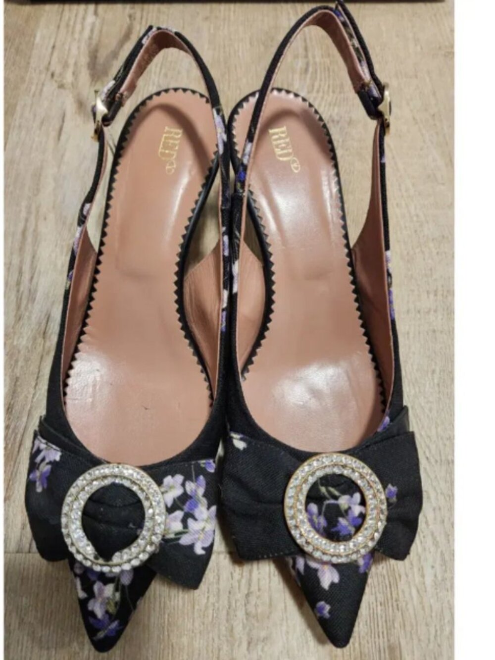 RED Valentino Floral Pointed Toe Bow Slingback Flats EU 36